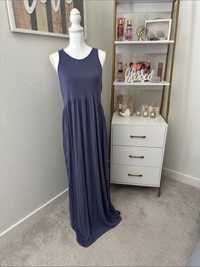Sleeveless Maxi Dress in Slate Blue - Casual Everyday Style